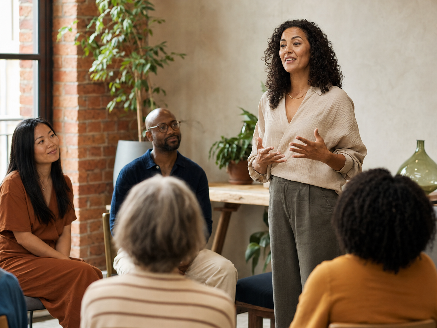 A health and wellness expert leading a local community conversation